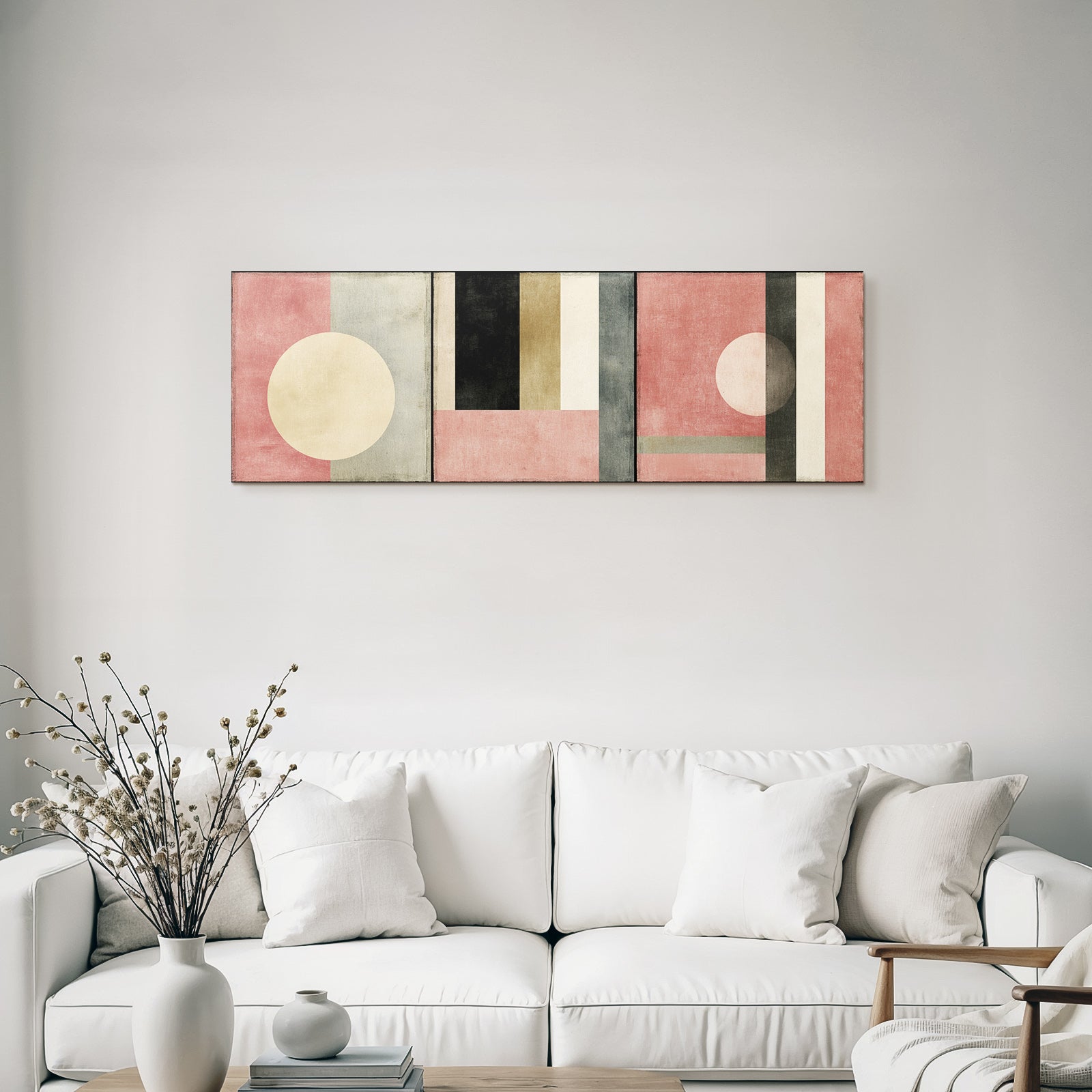 Triptychon Abstracte Geometrische Kunst In Muten Farben