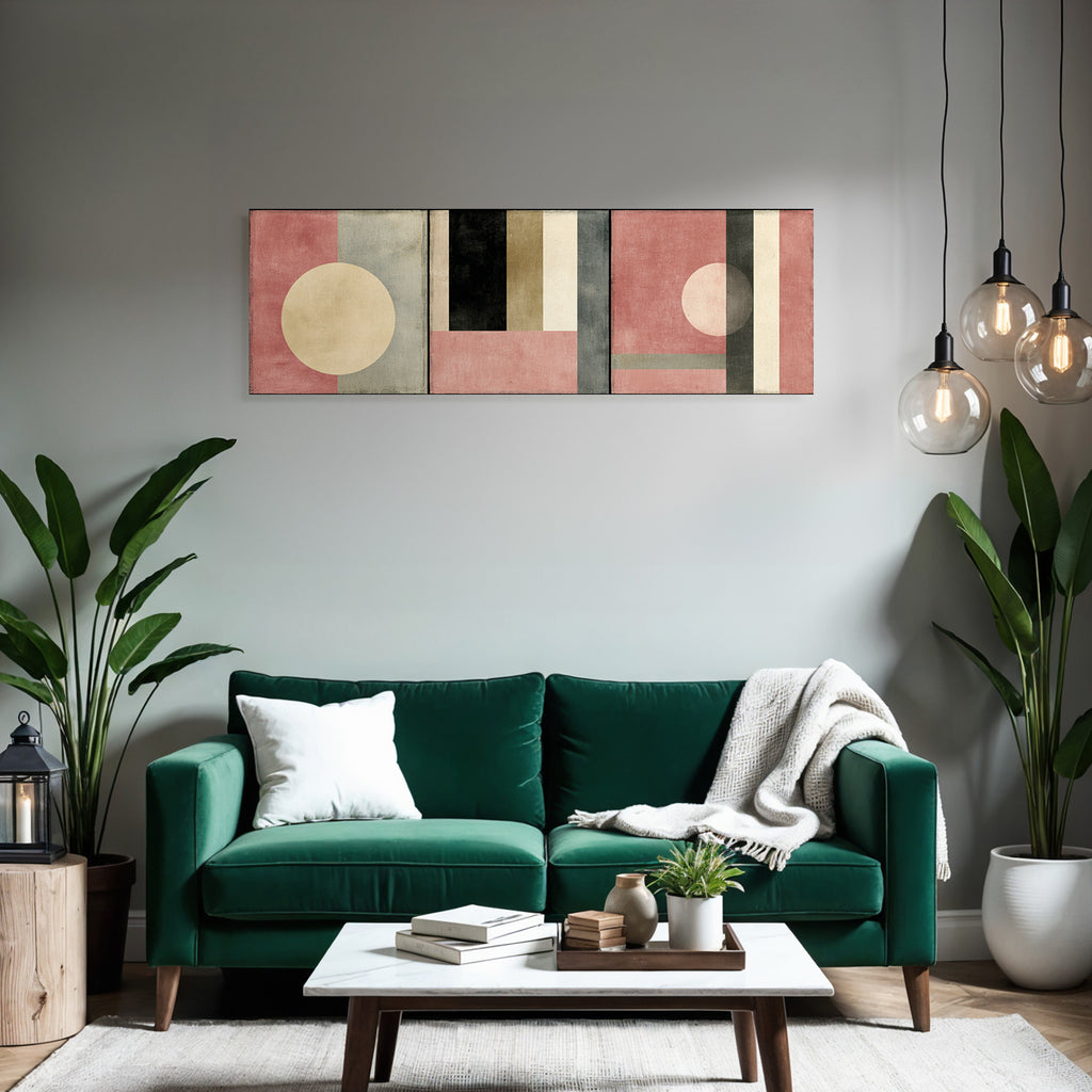 Triptychon Abstracte Geometrische Kunst In Muten Farben