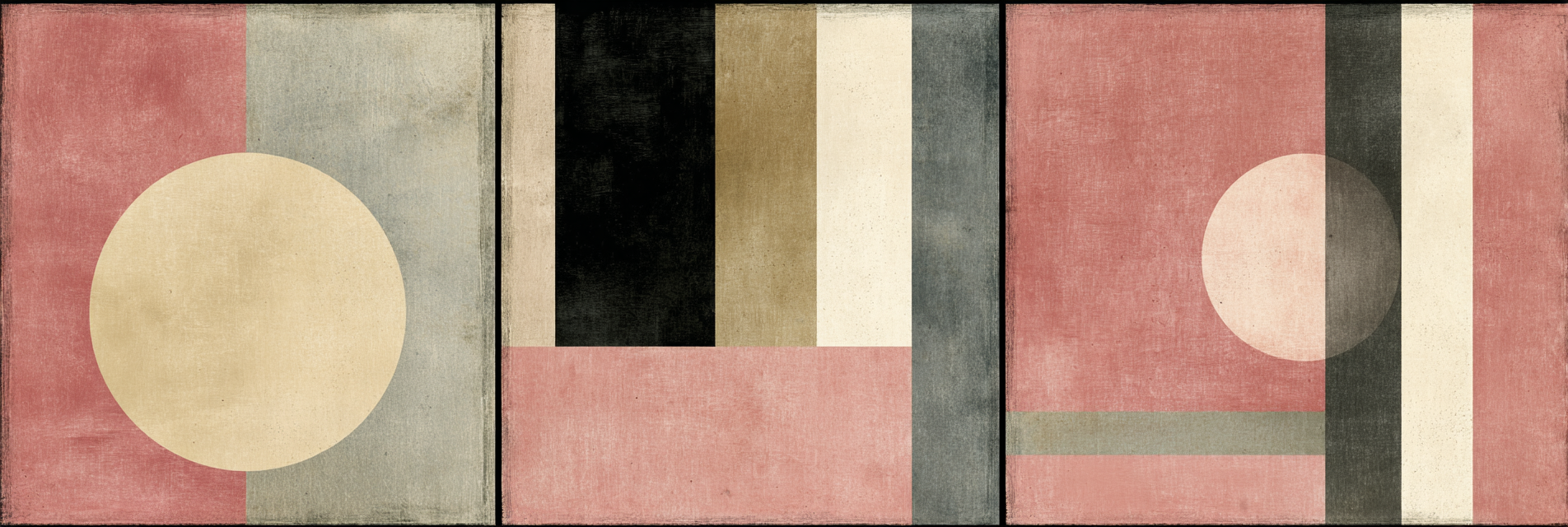 Triptychon Abstracte Geometrische Kunst In Muten Farben | Modern Basic | Einrichtungsstile