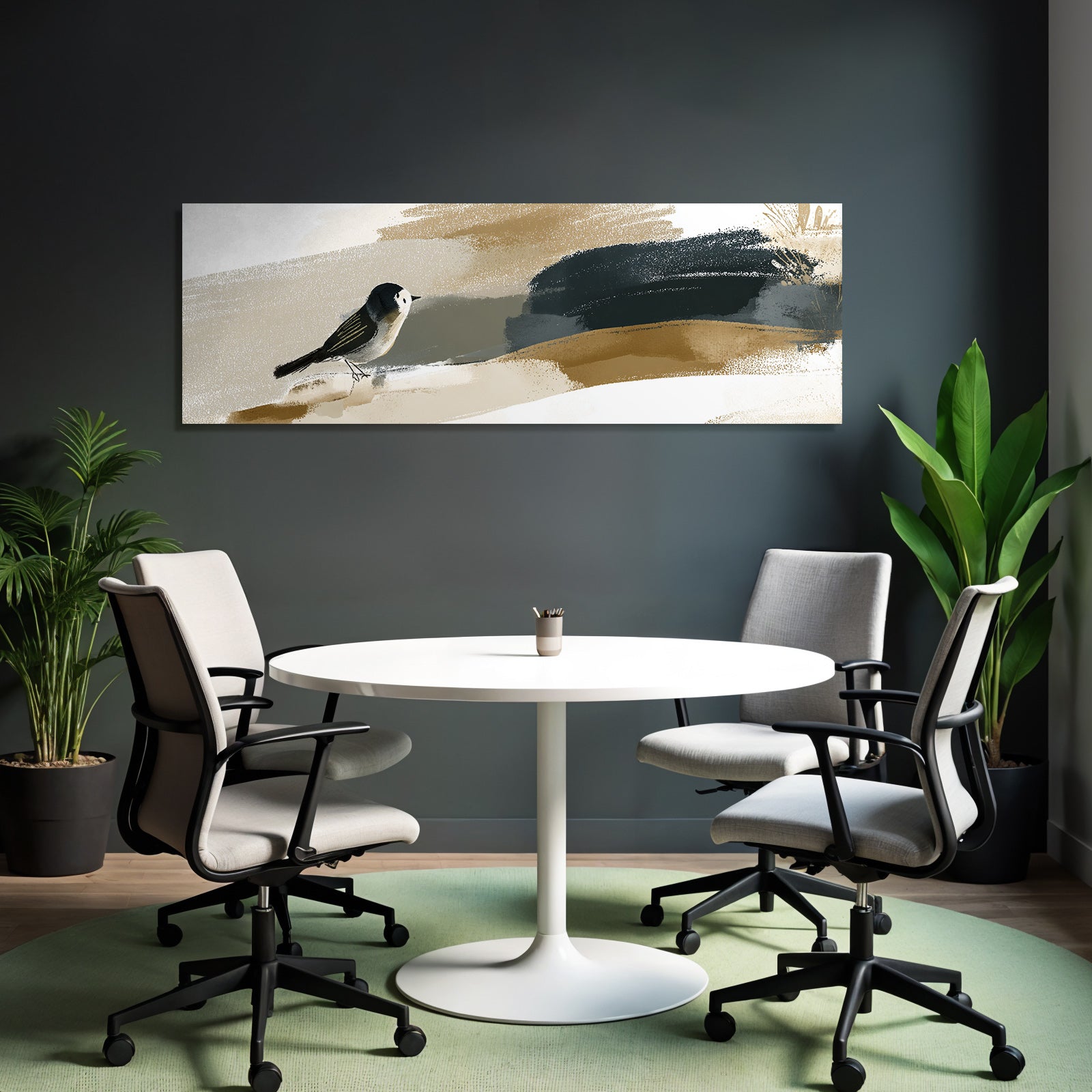 Bird Illustration Abstract Background Earth Tones