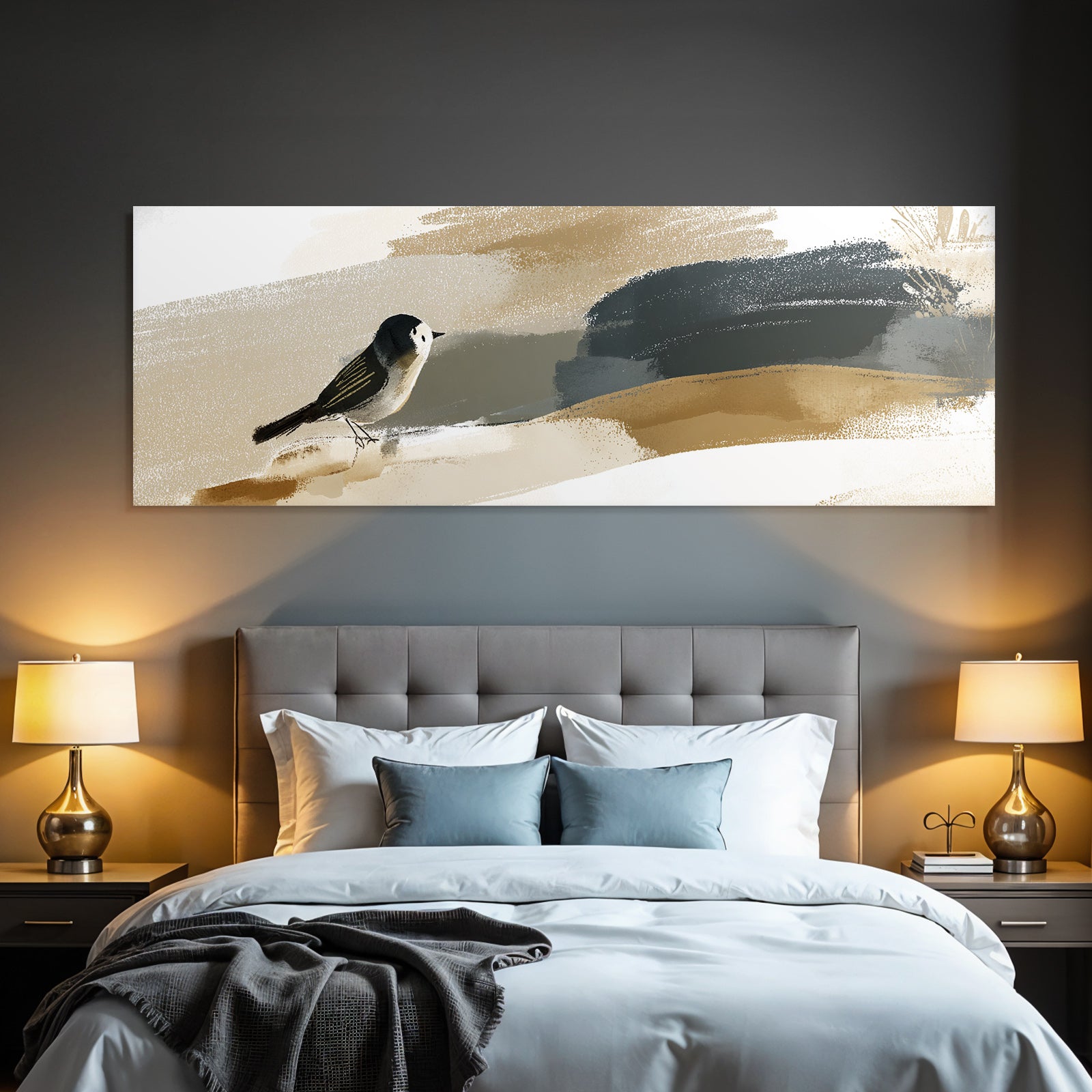 Bird Illustration Abstract Background Earth Tones