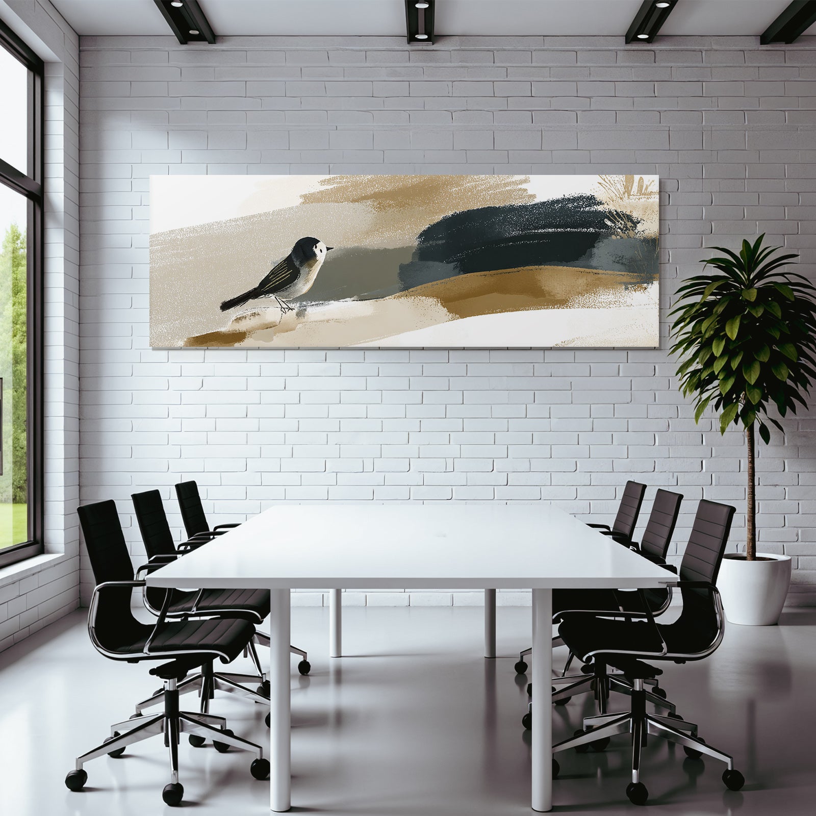 Bird Illustration Abstract Background Earth Tones
