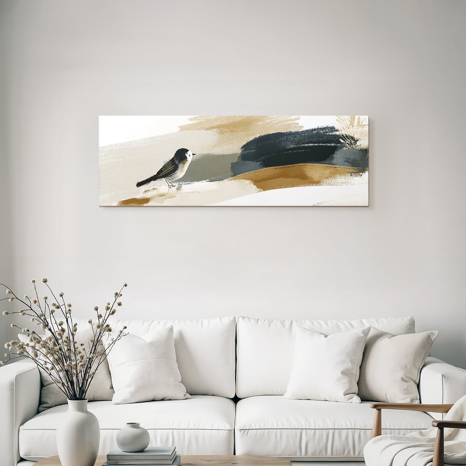 Bird Illustration Abstract Background Earth Tones