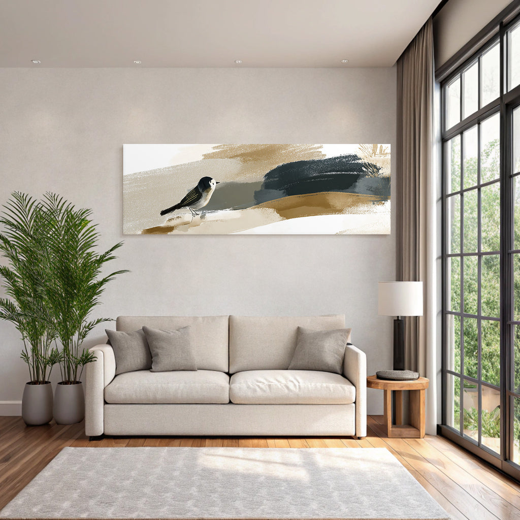 Bird Illustration Abstract Background Earth Tones
