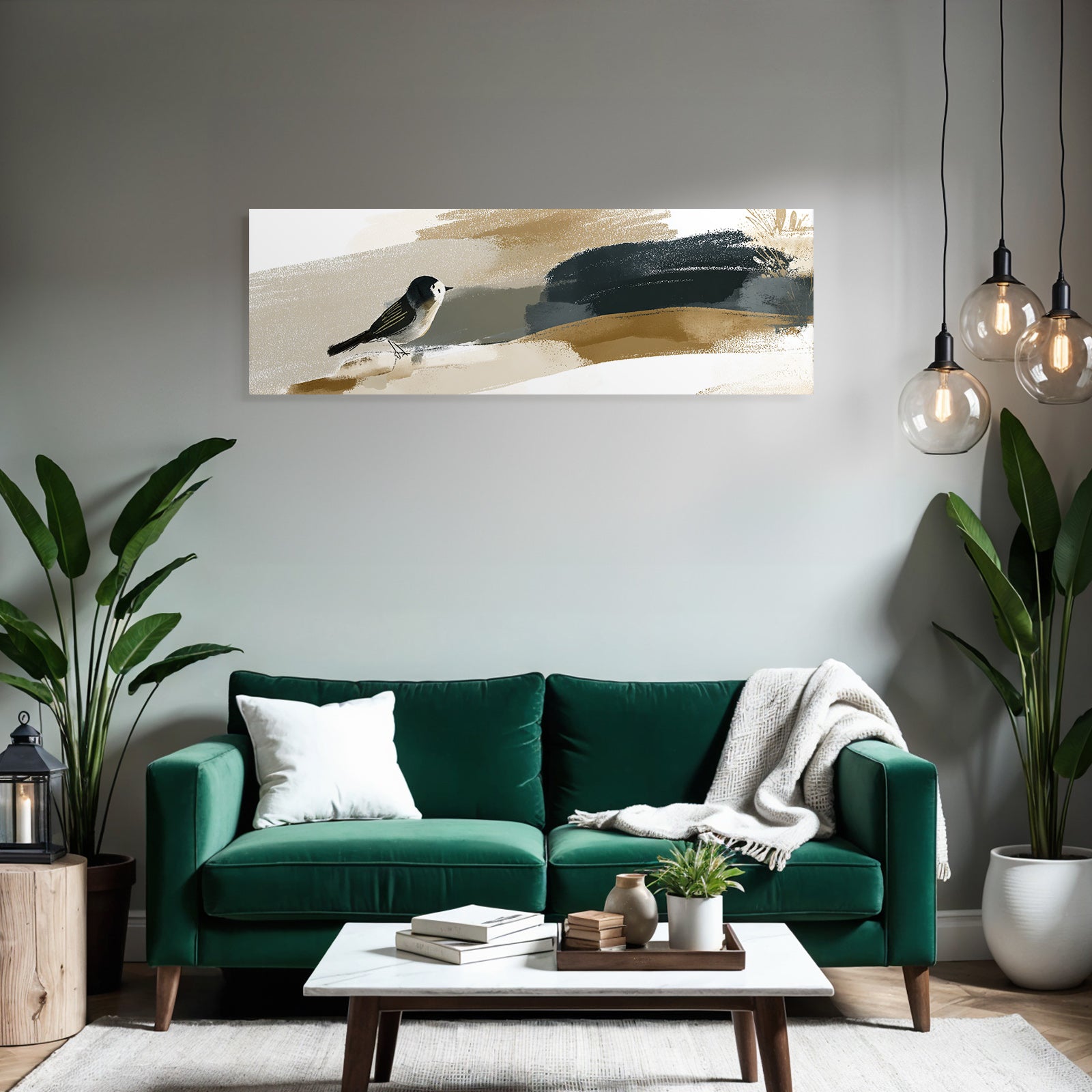 Bird Illustration Abstract Background Earth Tones