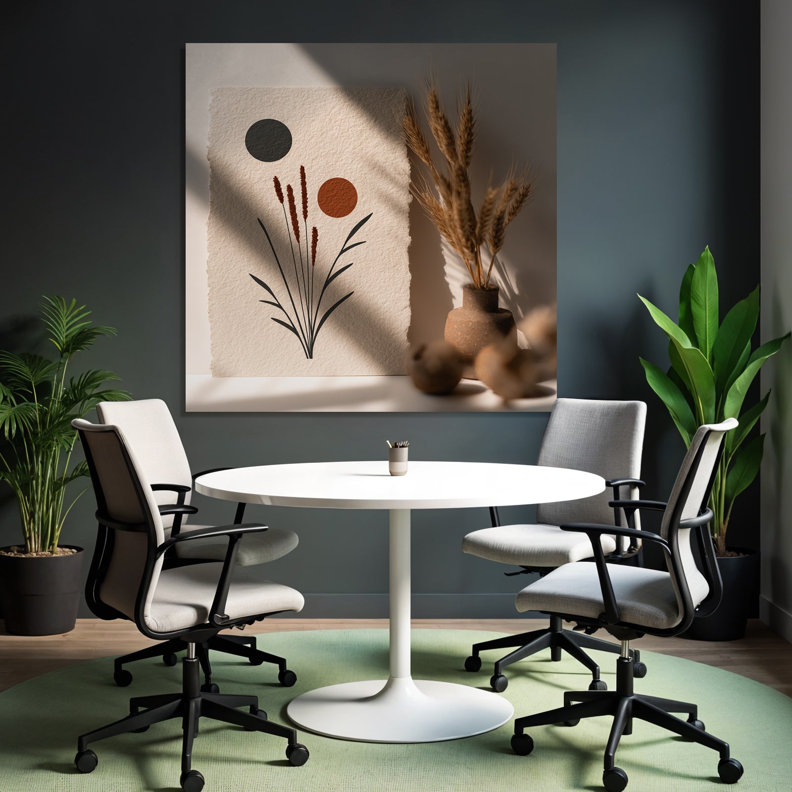 Abstrakte Blumen Designs Mit Geometrischen Formen Dunkle Warme Tonen