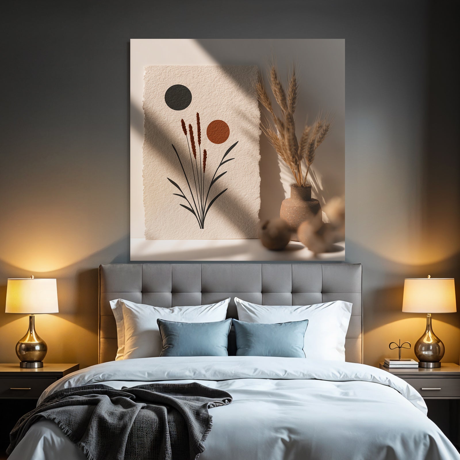 Abstrakte Blumen Designs Mit Geometrischen Formen Dunkle Warme Tonen