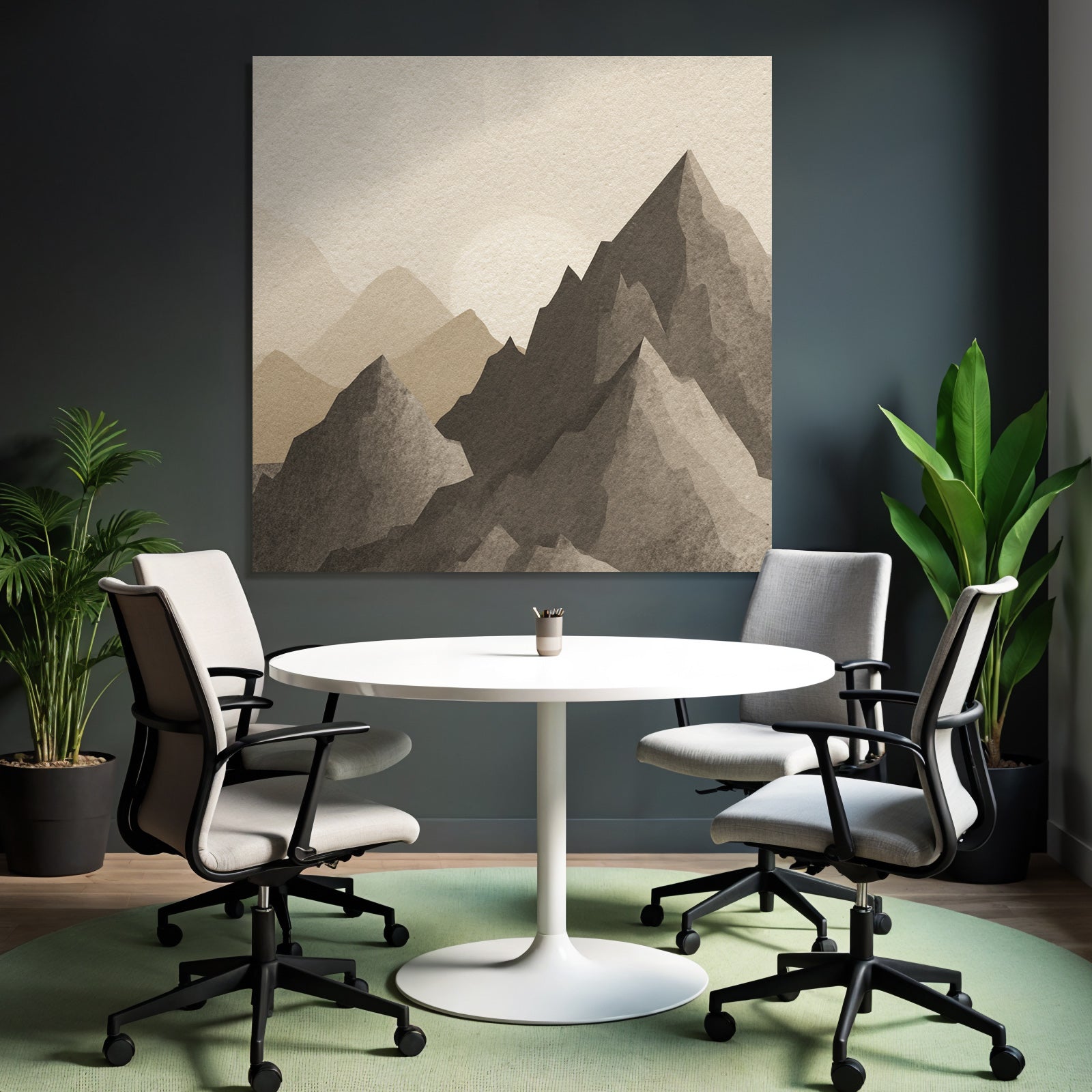 Sanfte Mountains Mit Sonne Wasserfarben Stilisiert