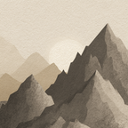 Sanfte Mountains Mit Sonne Wasserfarben Stilisiert | Modern Basic | Einrichtungsstile