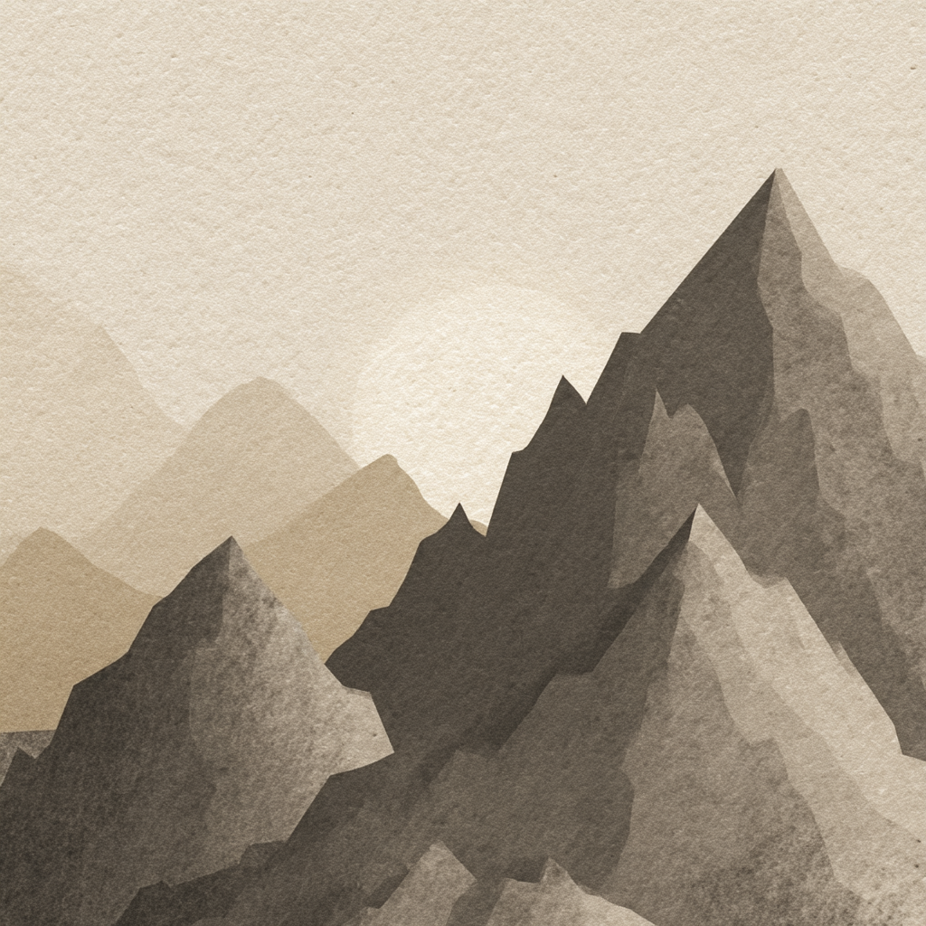 Sanfte Mountains Mit Sonne Wasserfarben Stilisiert | Modern Basic | Einrichtungsstile