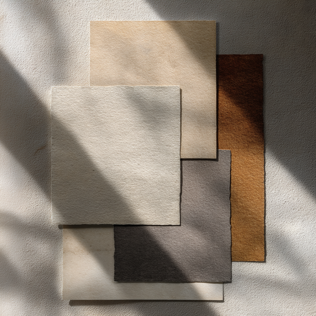 Texturierte Papier Und Stoffmuster Arrangement | Modern Basic | Einrichtungsstile