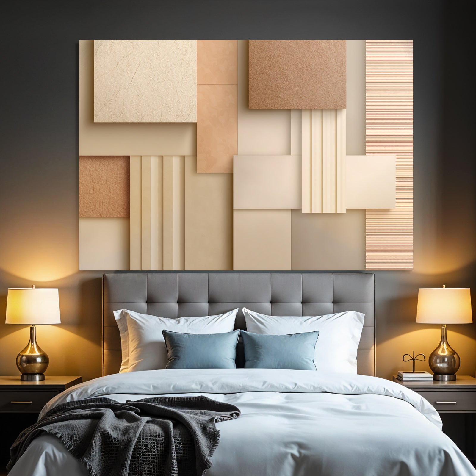 Abstracte Design Texturierte Quadrate Beige Creme Braun