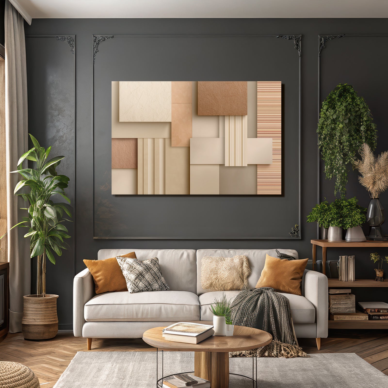 Abstracte Design Texturierte Quadrate Beige Creme Braun