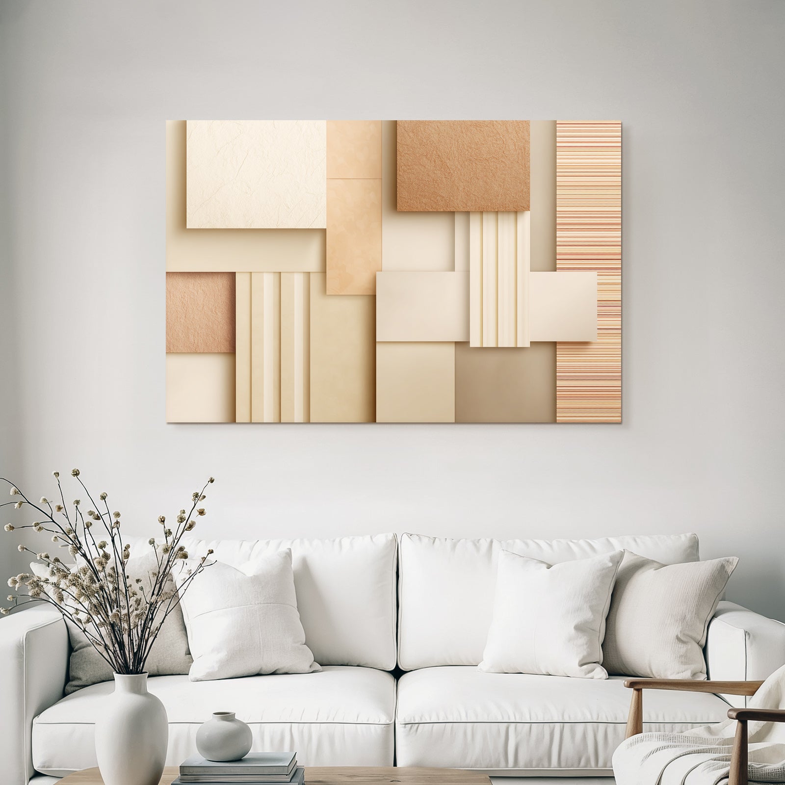 Abstracte Design Texturierte Quadrate Beige Creme Braun