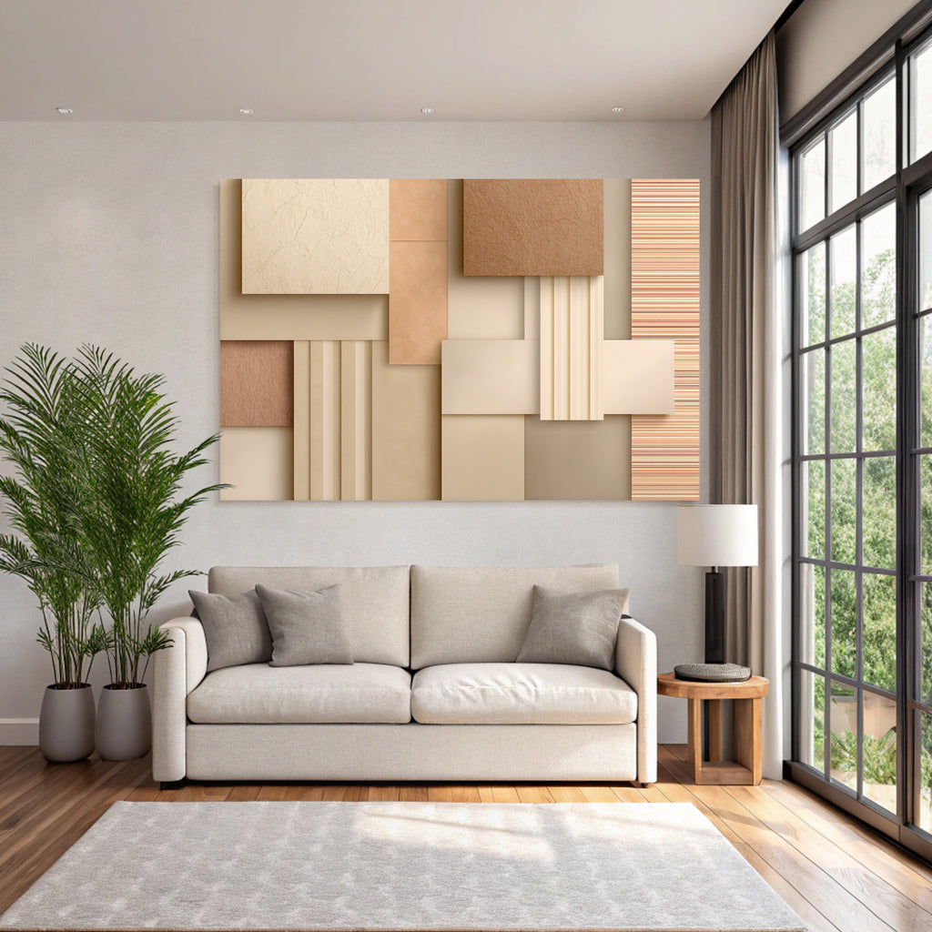 Abstracte Design Texturierte Quadrate Beige Creme Braun
