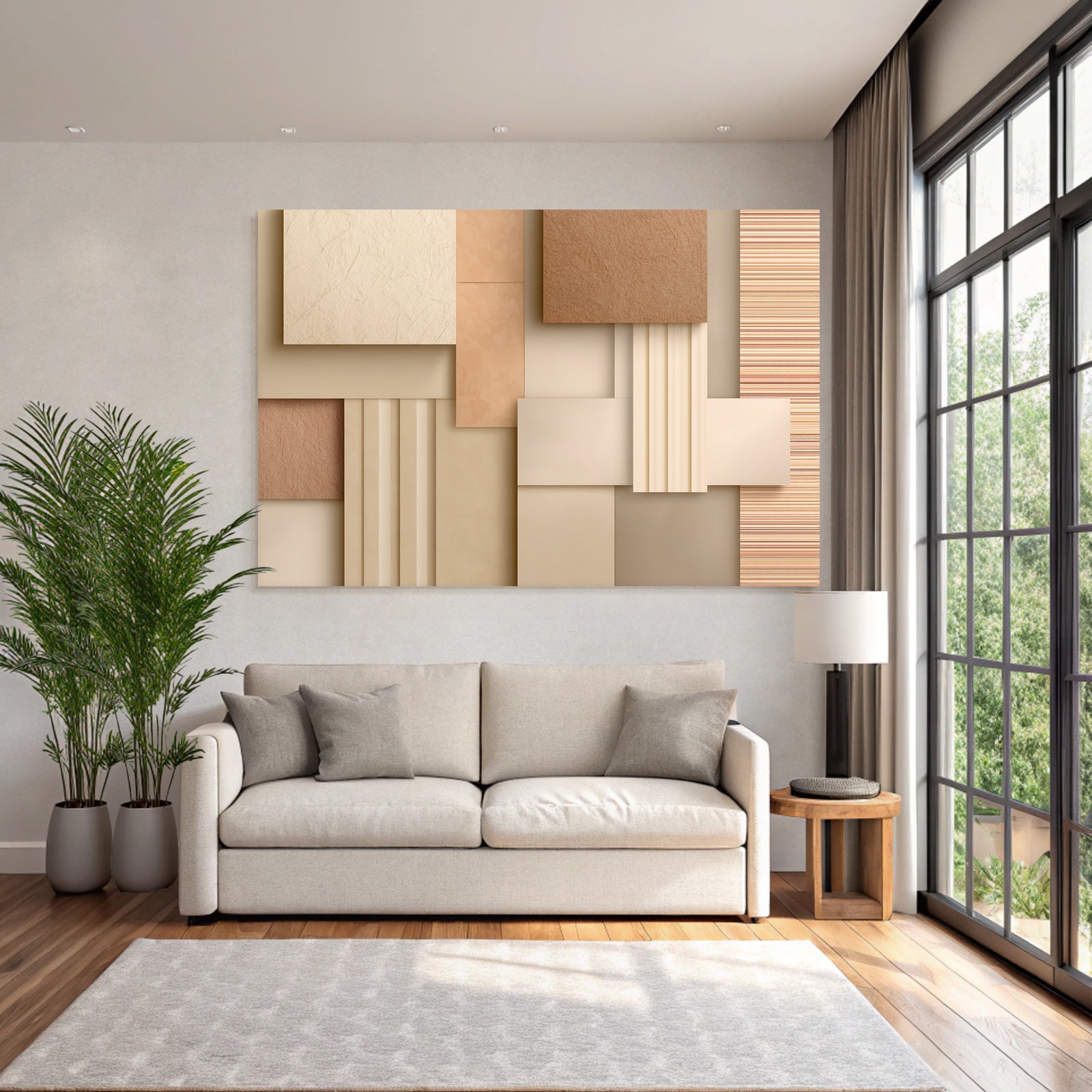 Abstracte Design Texturierte Quadrate Beige Creme Braun