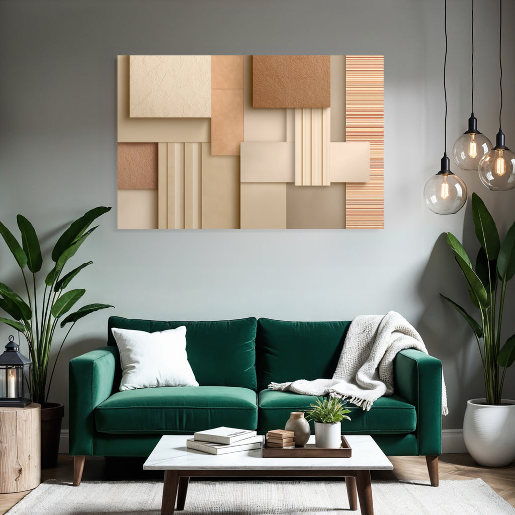 Abstracte Design Texturierte Quadrate Beige Creme Braun