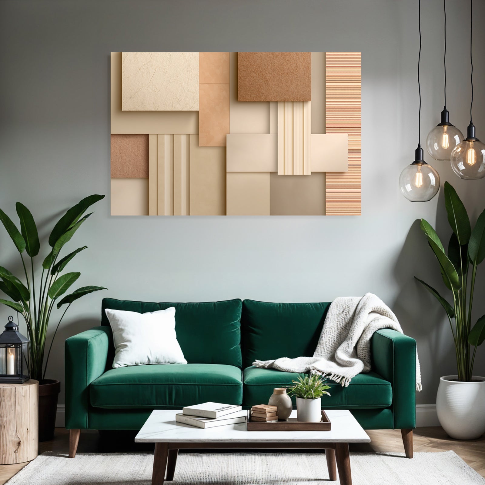 Abstracte Design Texturierte Quadrate Beige Creme Braun