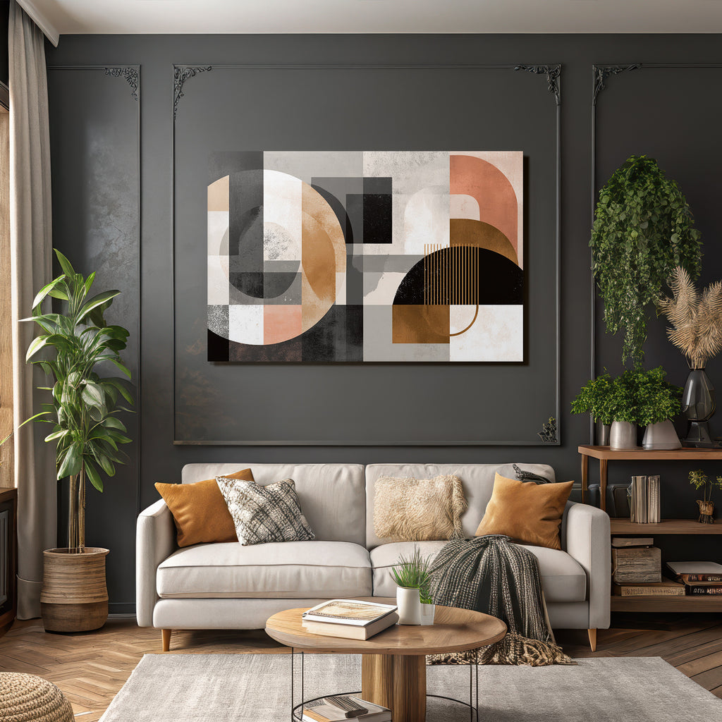 Abstracte Kunst Geometrische Formen Mit Muted Farbpalette