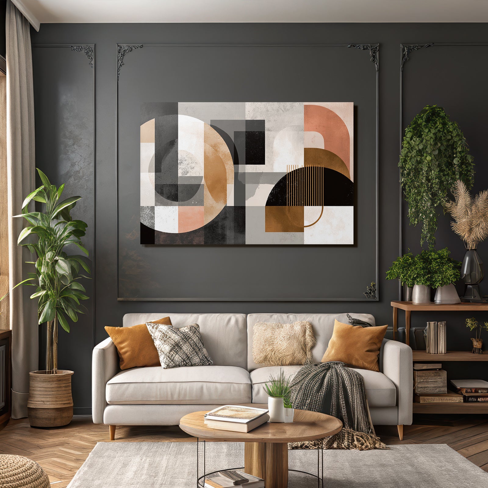 Abstracte Kunst Geometrische Formen Mit Muted Farbpalette