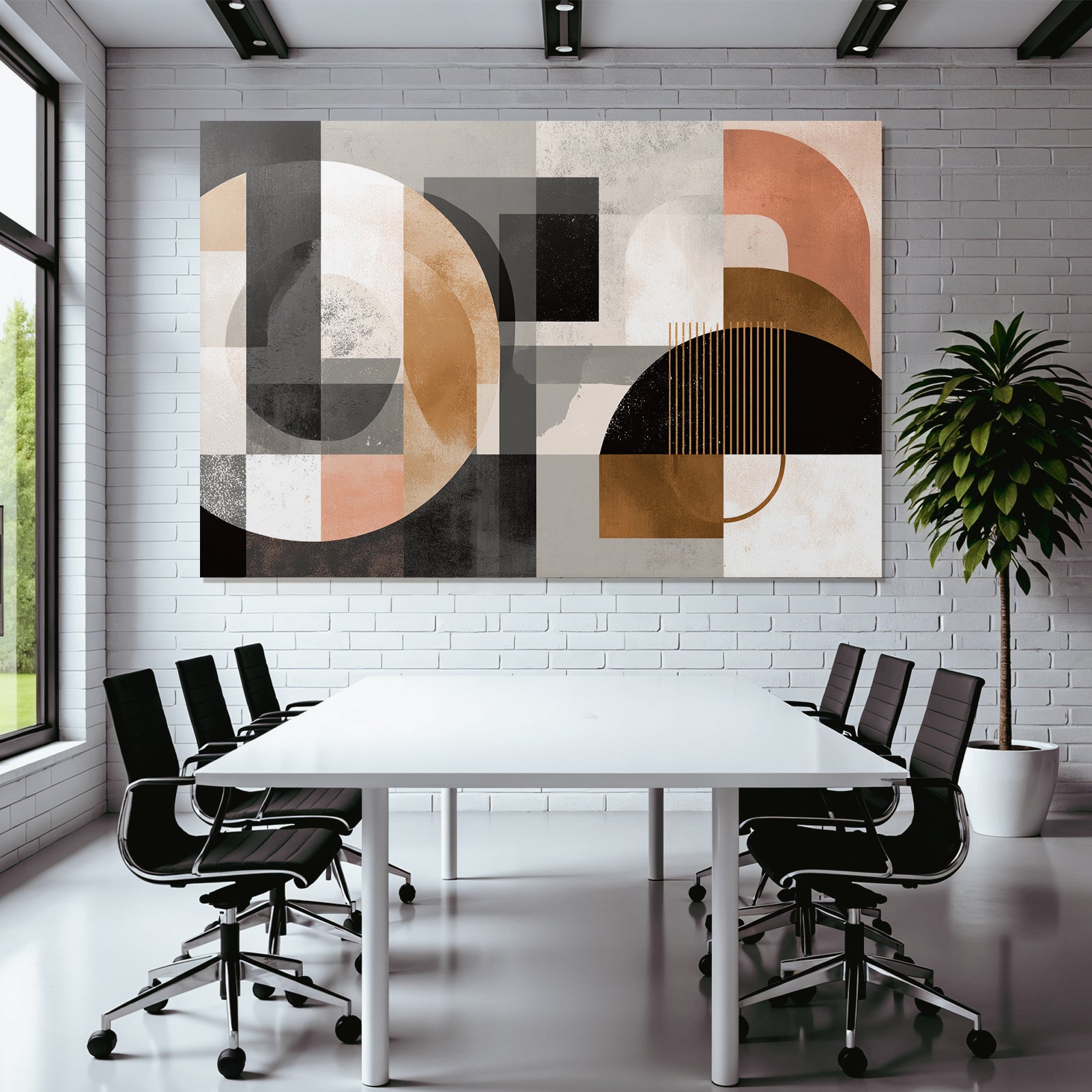 Abstracte Kunst Geometrische Formen Mit Muted Farbpalette