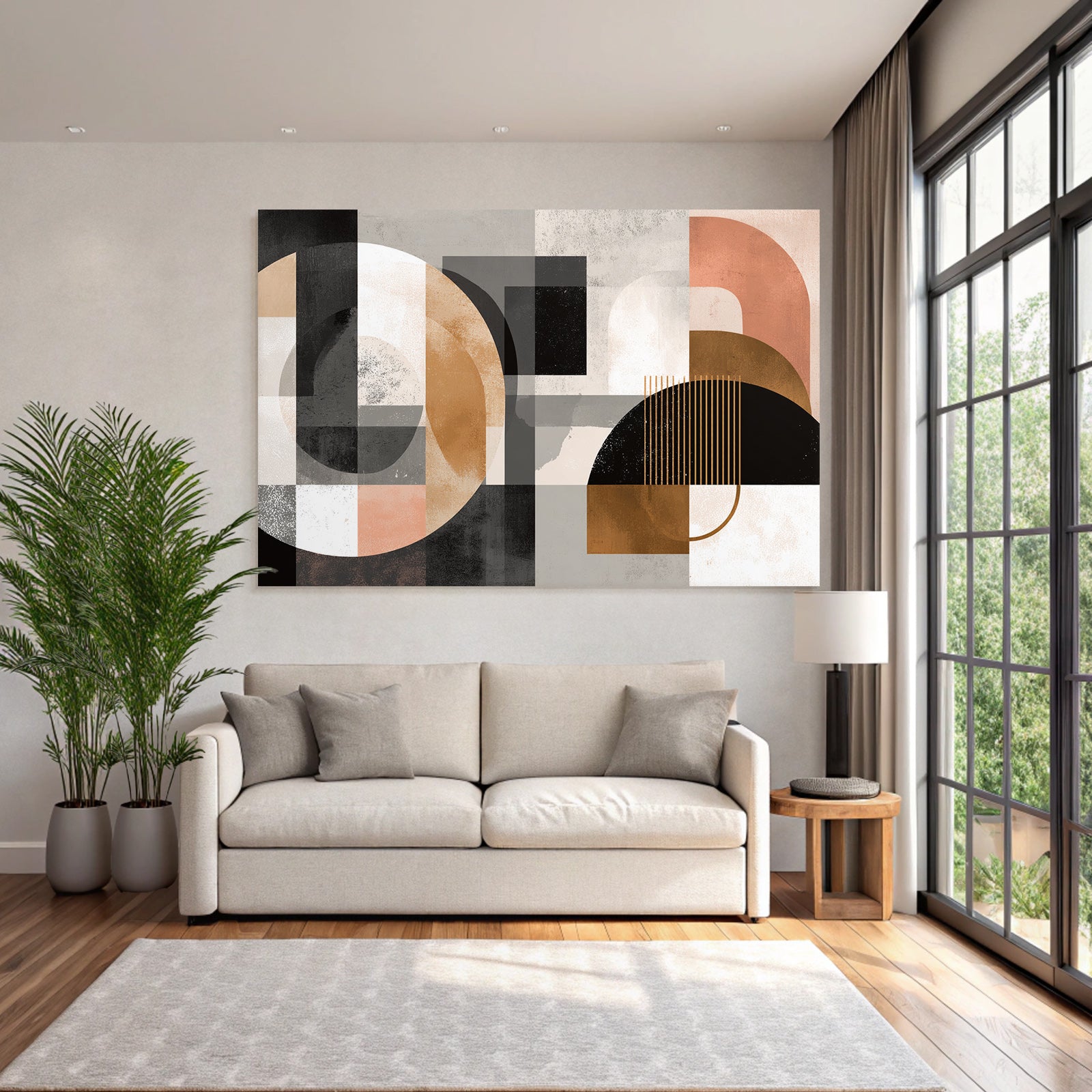 Abstracte Kunst Geometrische Formen Mit Muted Farbpalette