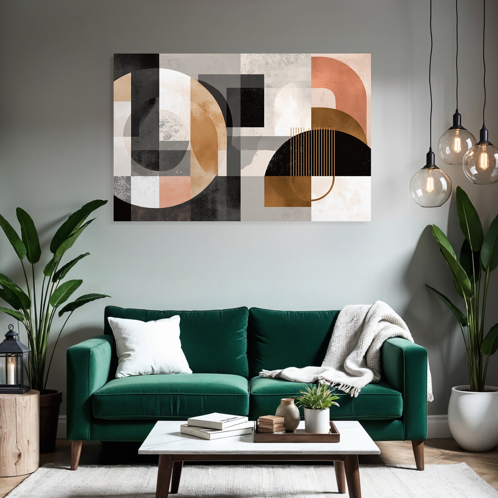 Abstracte Kunst Geometrische Formen Mit Muted Farbpalette