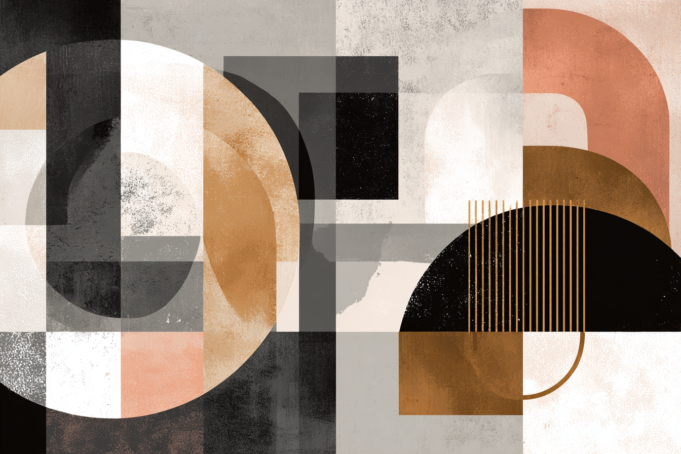 Abstracte Kunst Geometrische Formen Mit Muted Farbpalette | Modern Basic | Einrichtungsstile