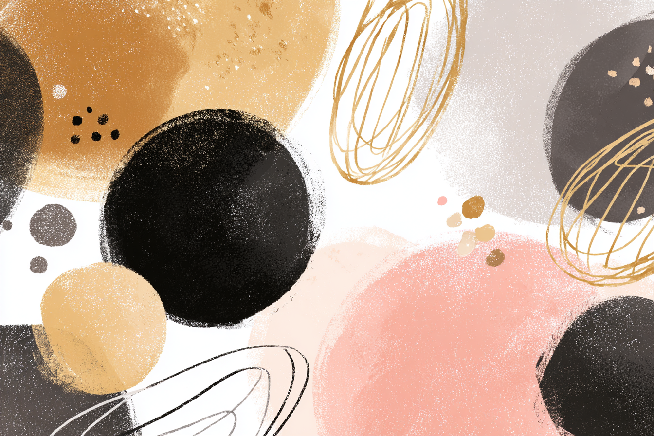 Abstraktes Design Mit Kreisen Und Ovalem In Gold Rosa Und Beige | Modern Basic | Einrichtungsstile