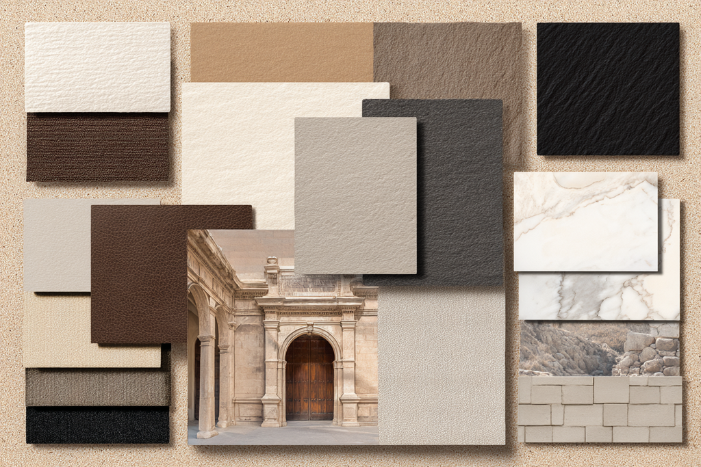 Designkonzept Materialien Und Texturen Moodboard | Modern Basic | Einrichtungsstile