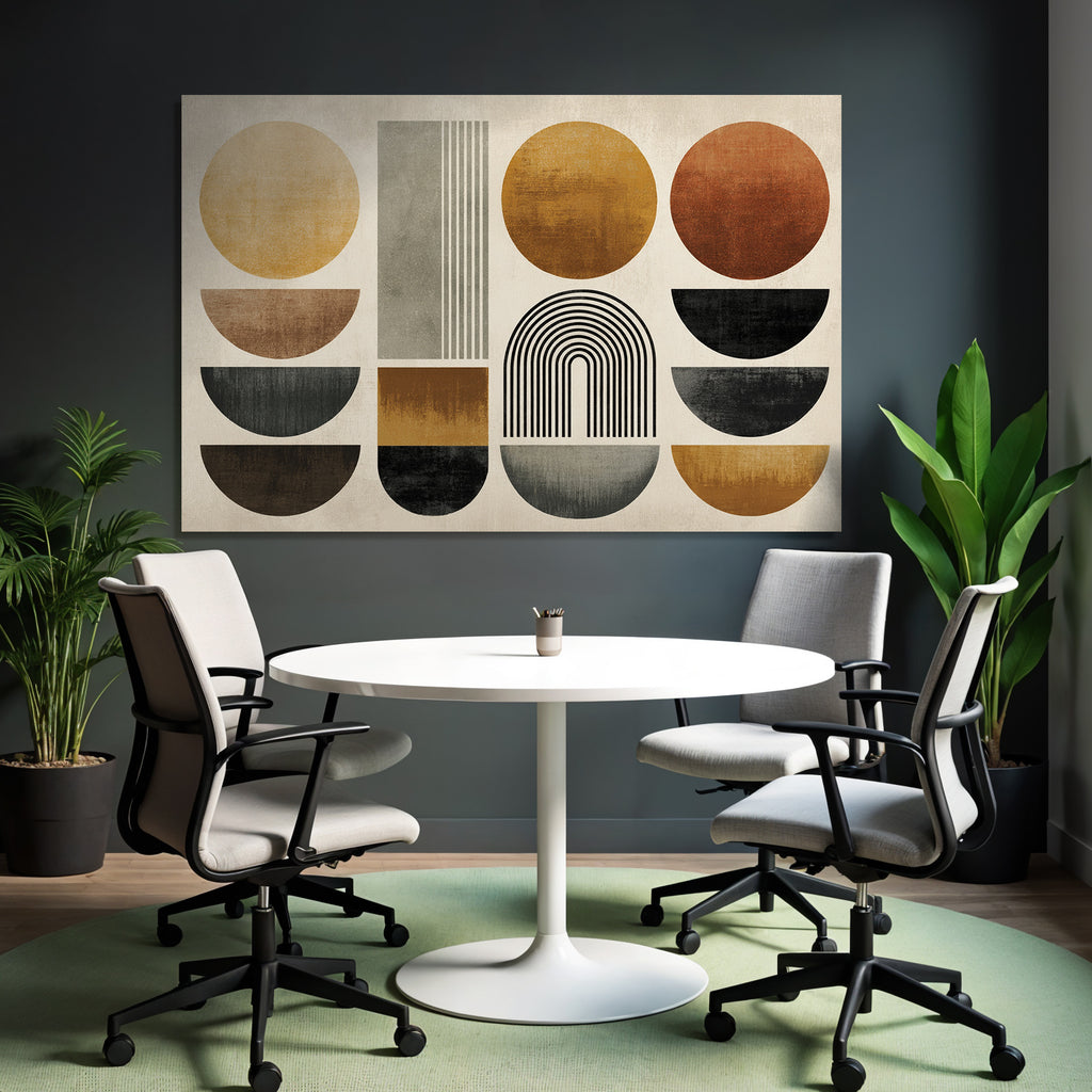 Geometrische Formen In Warmen Farben Abstract Minimalistisch Design