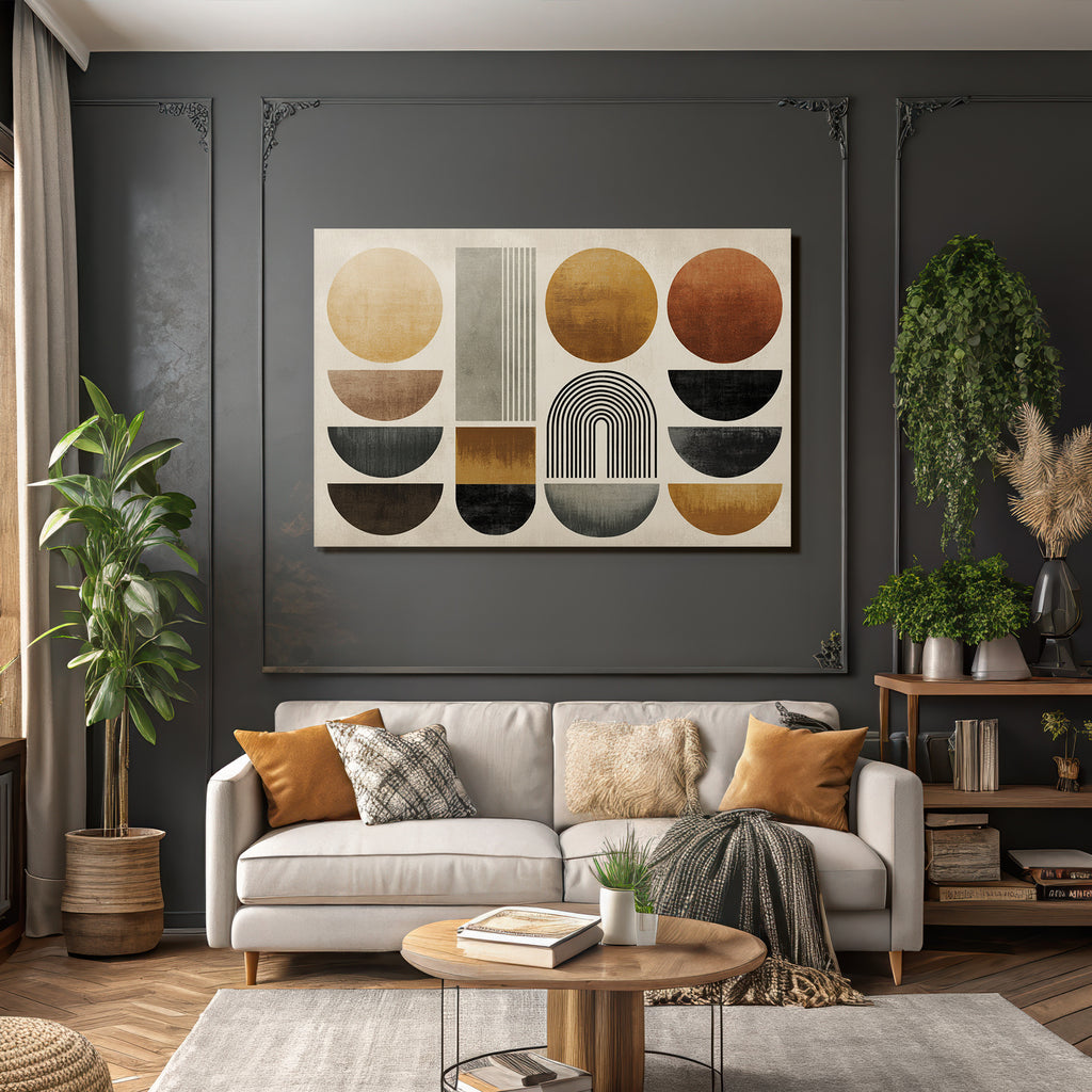 Geometrische Formen In Warmen Farben Abstract Minimalistisch Design