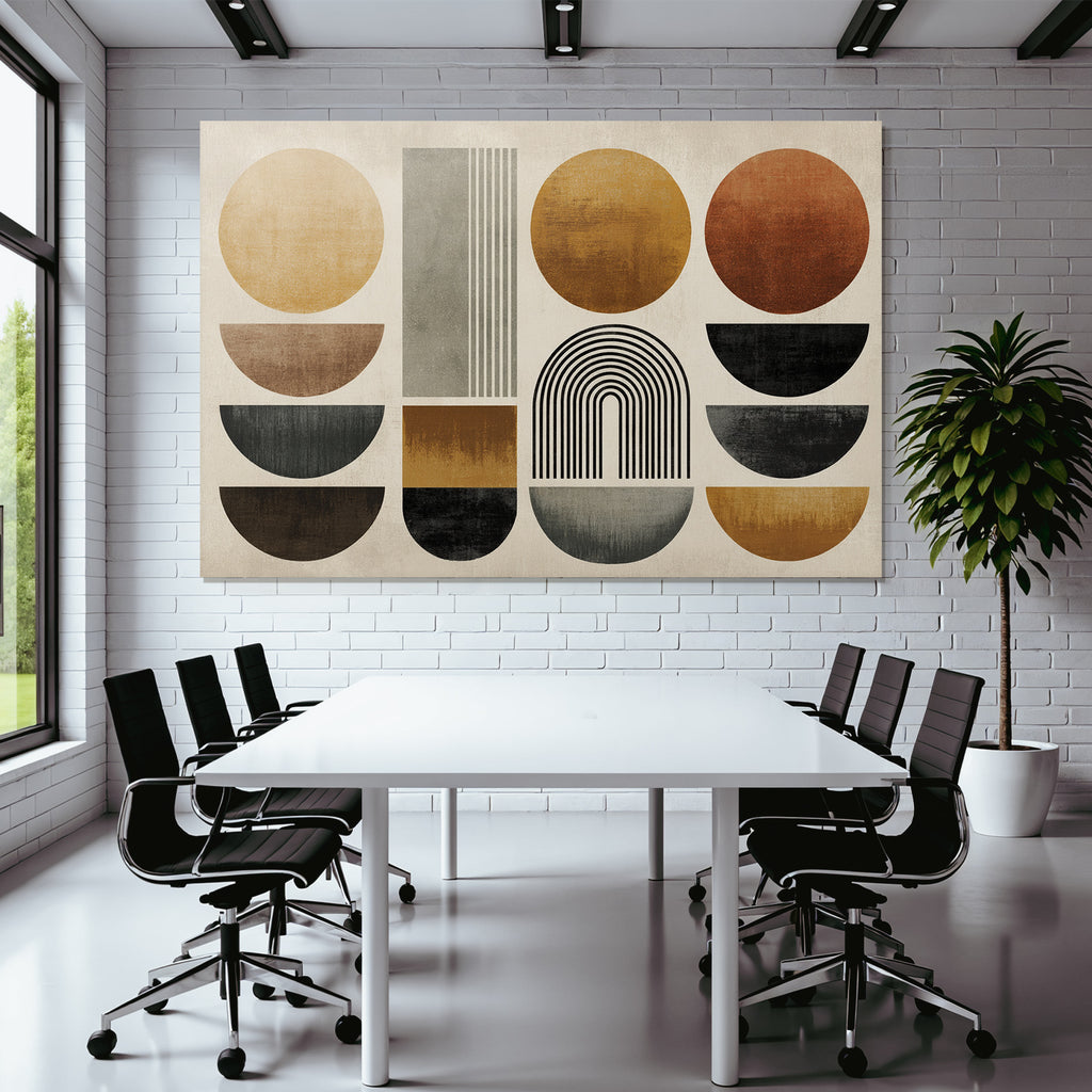 Geometrische Formen In Warmen Farben Abstract Minimalistisch Design