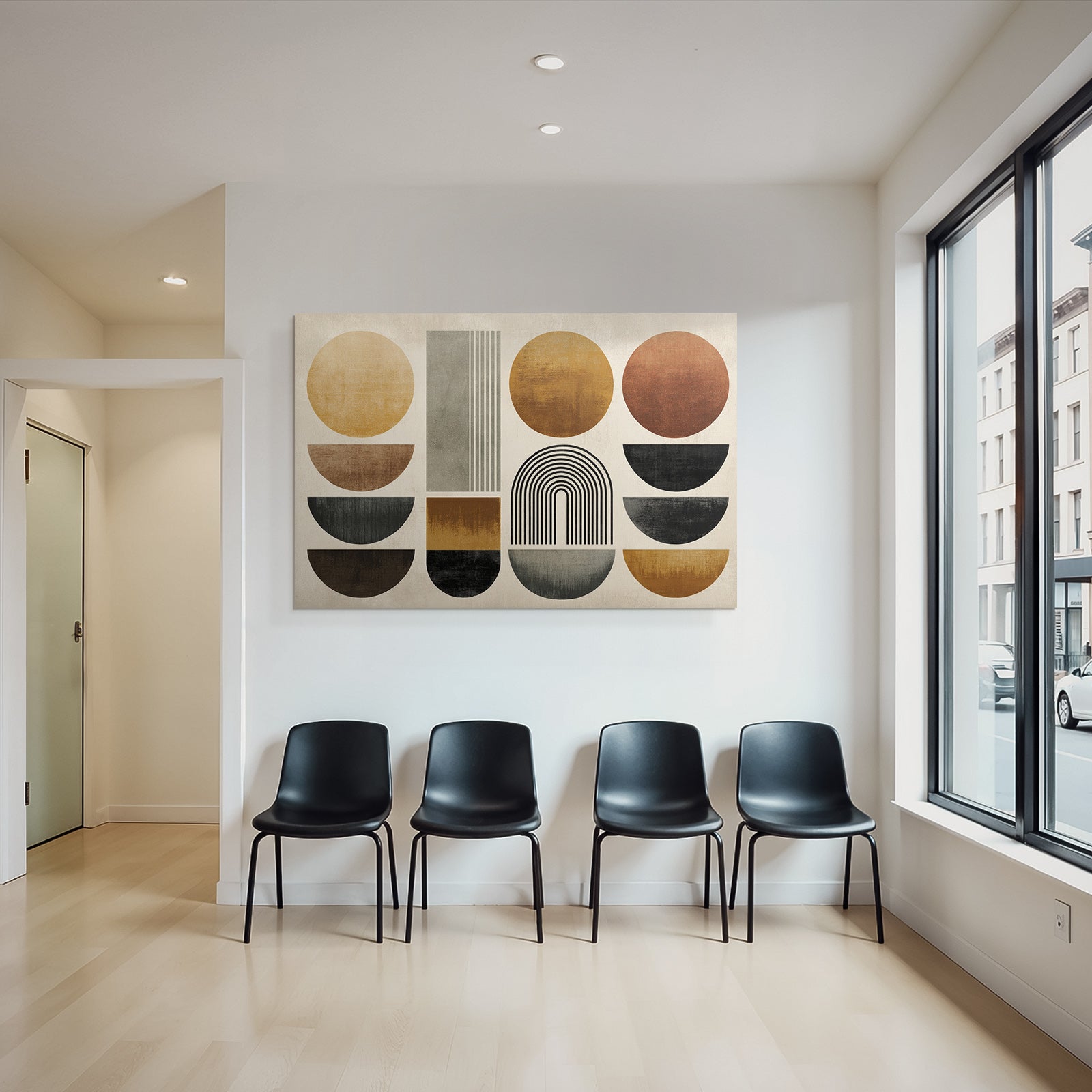Geometrische Formen In Warmen Farben Abstract Minimalistisch Design