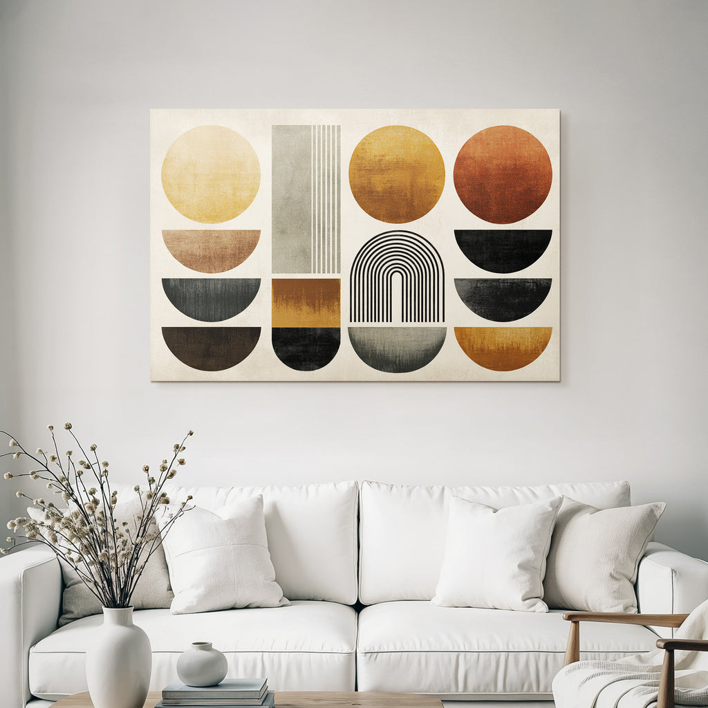 Geometrische Formen In Warmen Farben Abstract Minimalistisch Design