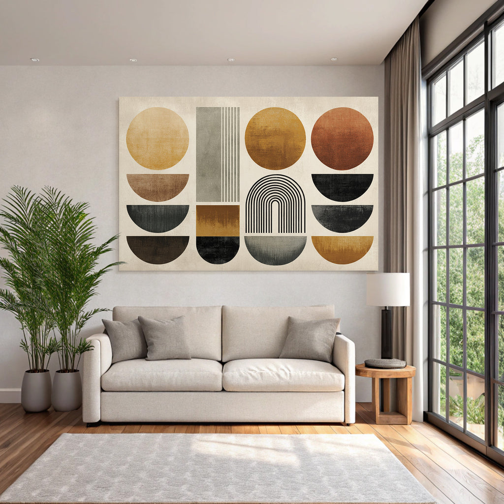 Geometrische Formen In Warmen Farben Abstract Minimalistisch Design