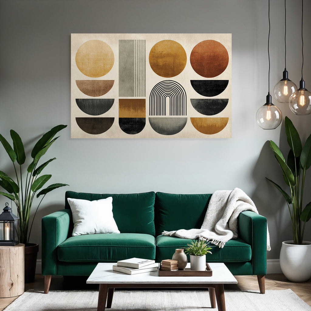 Geometrische Formen In Warmen Farben Abstract Minimalistisch Design