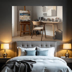Kuenstler Studio Mit Easel Und Farbpalette Neutrale Farben