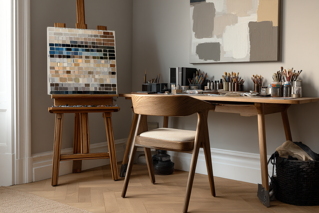 Kuenstler Studio Mit Easel Und Farbpalette Neutrale Farben | Modern Basic | Einrichtungsstile