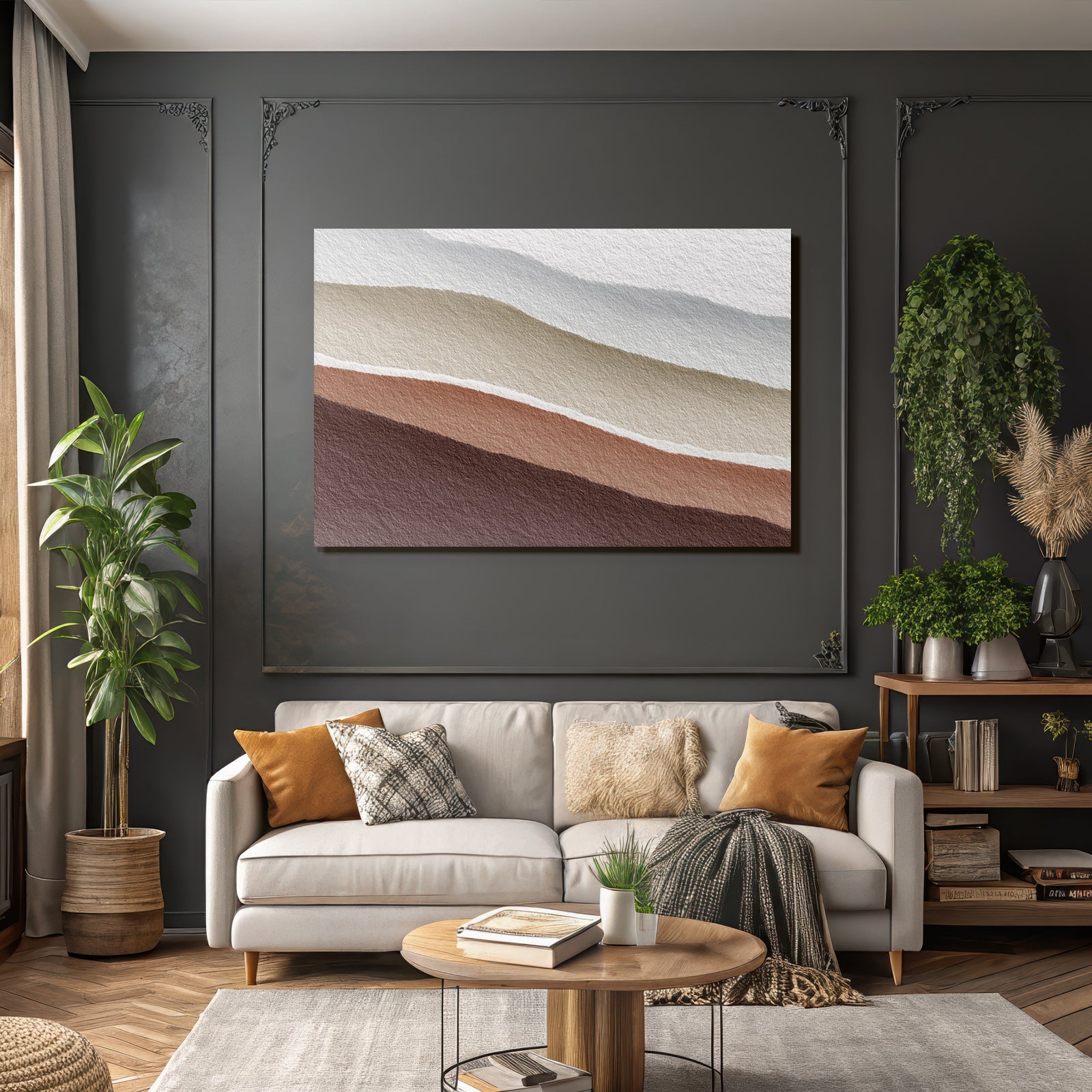 Layered Fluid Color Bands Warm Neutrals Erdtoene Wasserfarbe Art