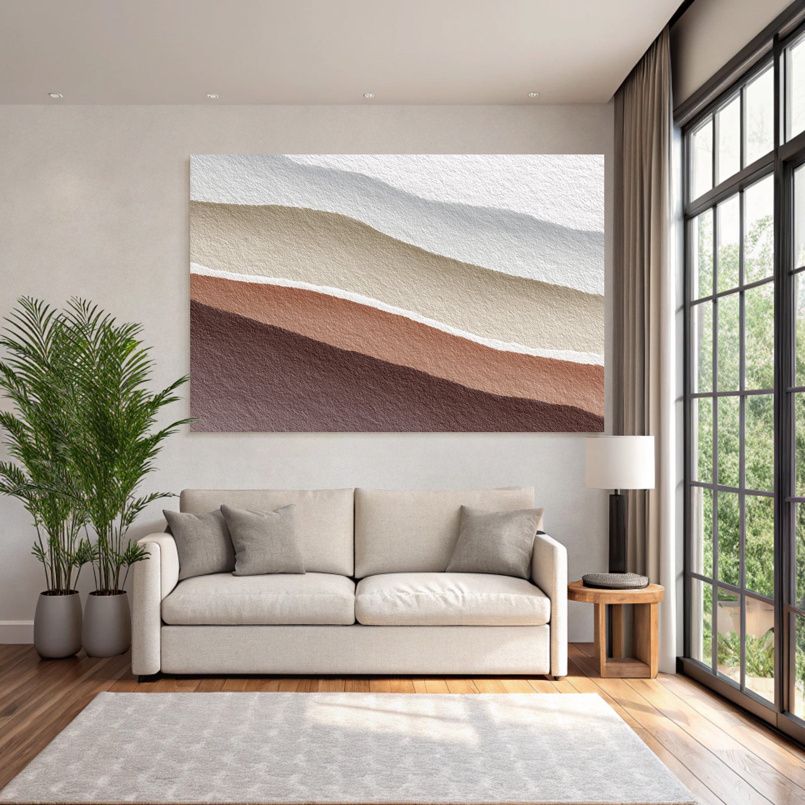 Layered Fluid Color Bands Warm Neutrals Erdtoene Wasserfarbe Art