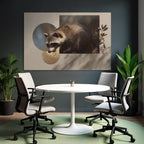Raccoon Digitale Kunst Mit Kreisen Und Blattern Hintergrund Texturiert
