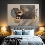 Raccoon Digitale Kunst Mit Kreisen Und Blattern Hintergrund Texturiert