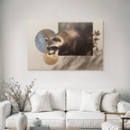 Raccoon Digitale Kunst Mit Kreisen Und Blattern Hintergrund Texturiert