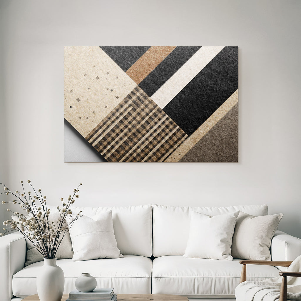 Strukturierte Abstrakte Design Geometrische Muster Schwarz Braun Creme