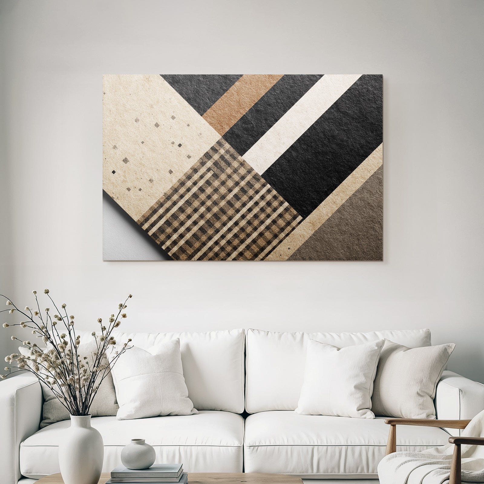 Strukturierte Abstrakte Design Geometrische Muster Schwarz Braun Creme