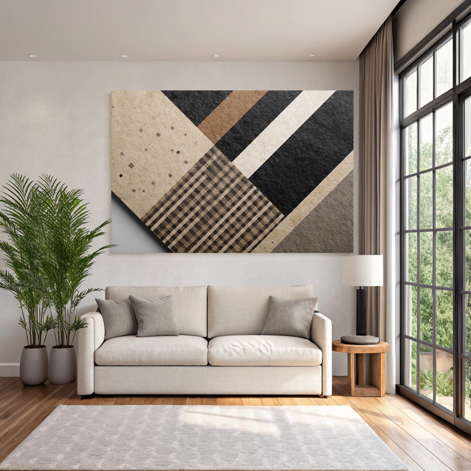 Strukturierte Abstrakte Design Geometrische Muster Schwarz Braun Creme