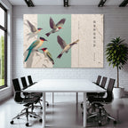 Birds with colorful pen drawing artistic representation