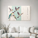 Birds with colorful pen drawing artistic representation