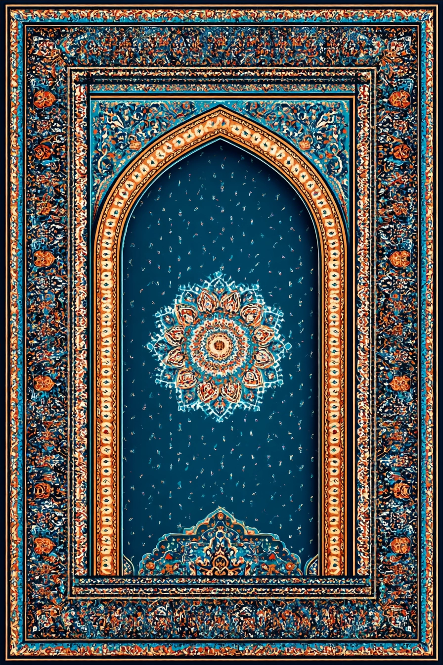 Fotografie Dekoratives Design Florales Motiv Blau Gold Orange | Orientalisch | Einrichtungsstile